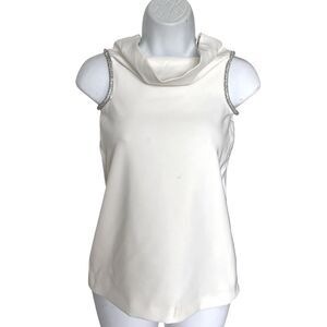 Zara Off-White Sleeveless Top with Beaded Armholes Size M